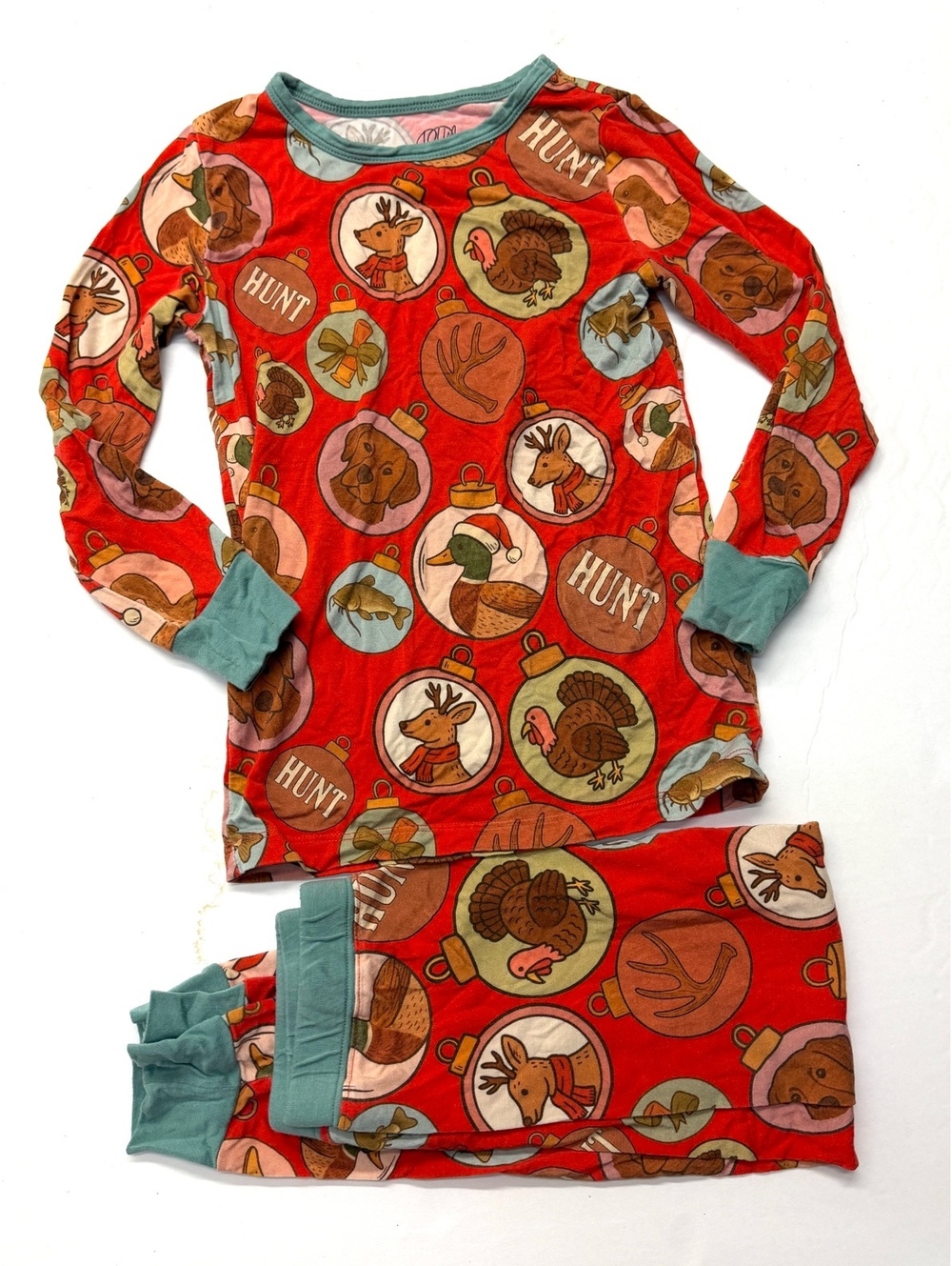 DLM Bamboo Girls Christmas Holiday Duck Turkey Hunting Long Sleeve Pajama Set 5T